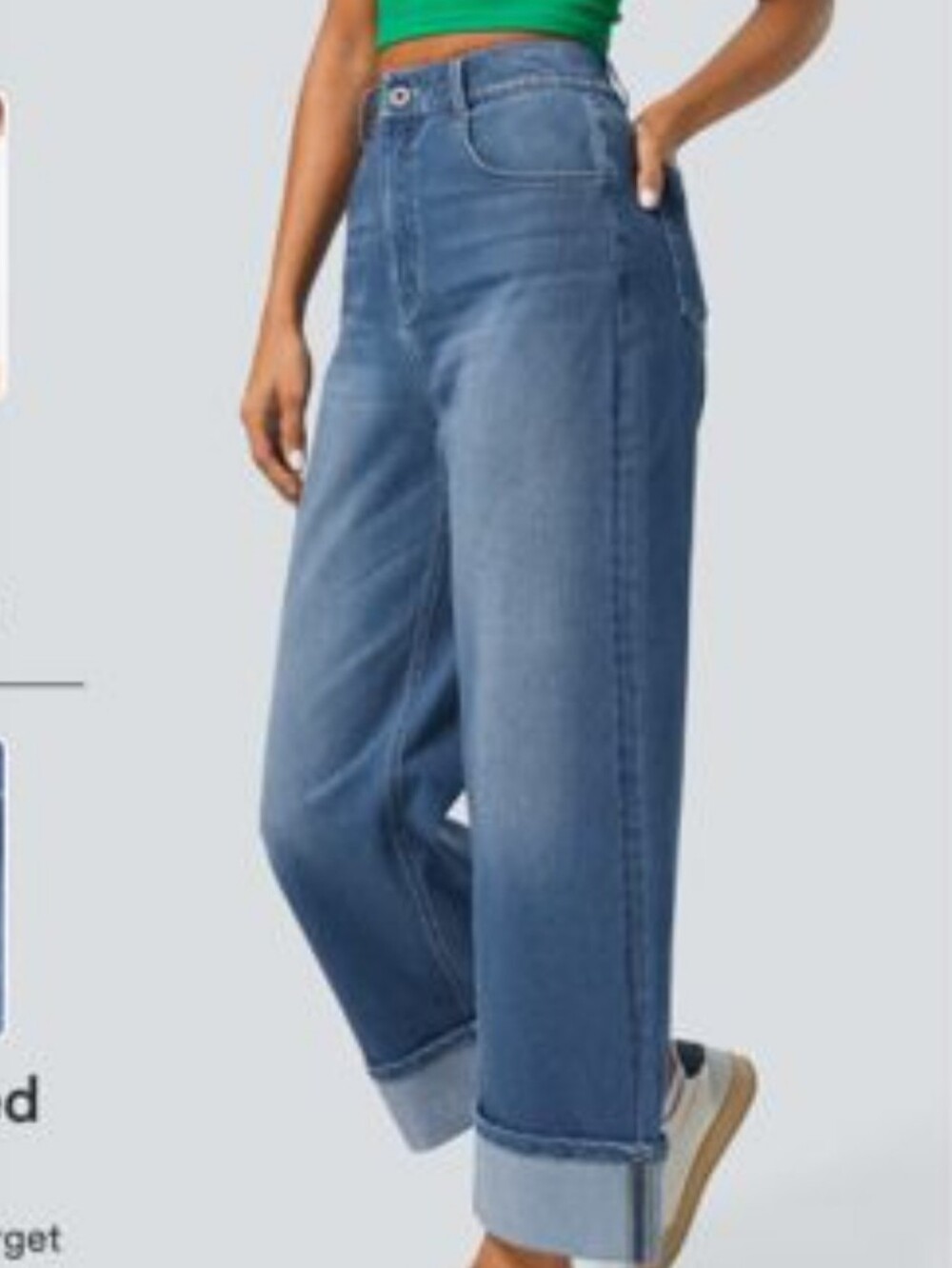 HALARA Washed Light Blue High-Waisted Wide Leg Jeans